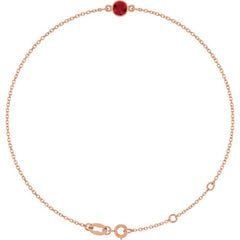 14K Rose Gold Natural Ruby 6 1/2-7 1/2" Bracelet