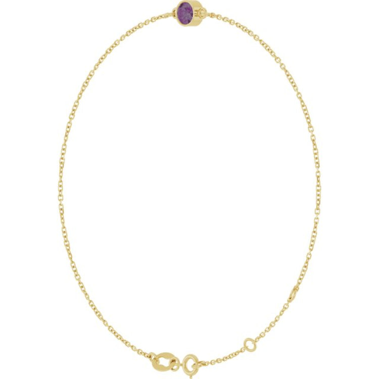 14K Yellow Gold Lab-Grown Alexandrite 6 1/2-7 1/2" Bracelet