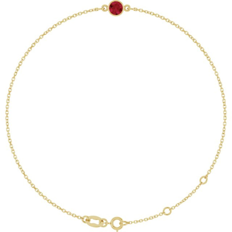 14K Yellow Gold Lab-Grown Ruby 6 1/2-7 1/2" Bracelet