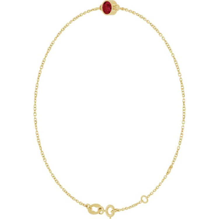 14K Yellow Gold Lab-Grown Ruby 6 1/2-7 1/2" Bracelet