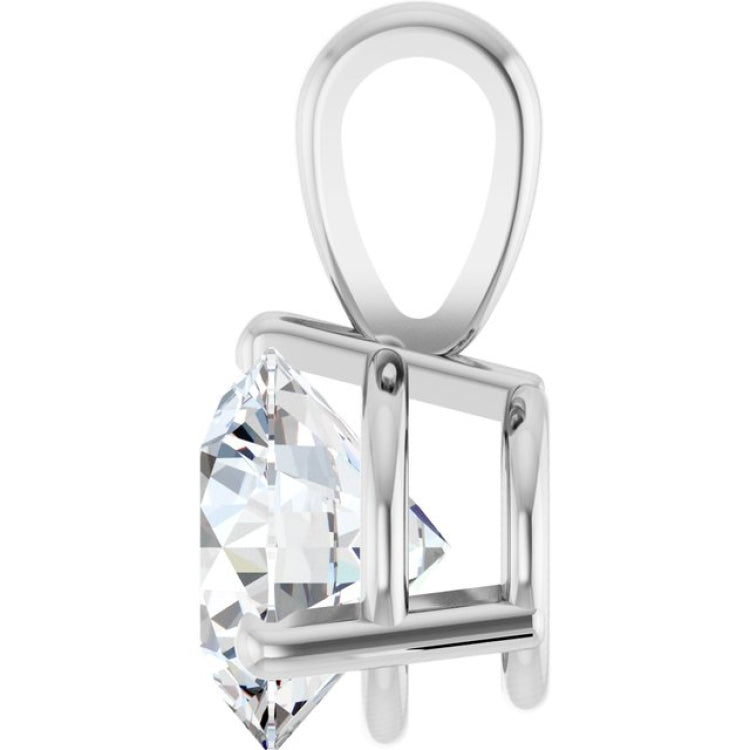 14K White Gold 1 CT Lab-Grown Diamond Pendant