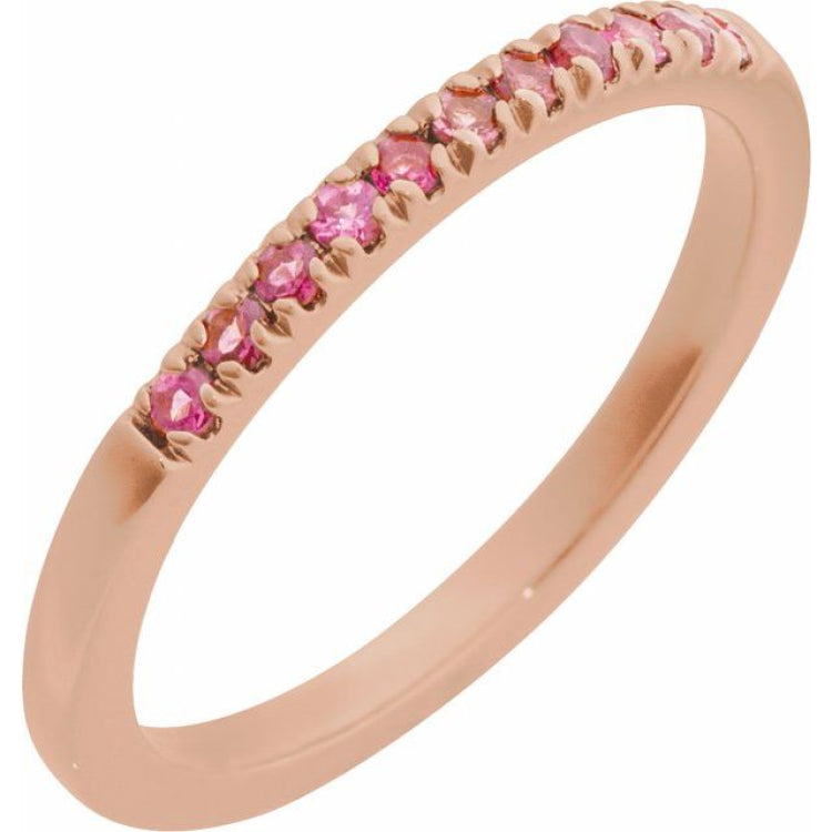 14K Rose Gold Natural Pink Tourmaline Stackable Ring