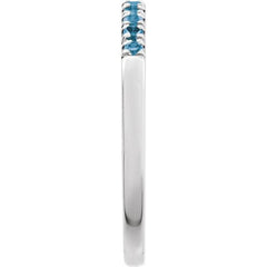 14K White Gold Natural London Blue Topaz Stackable Ring