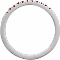 14K White Gold Natural Mozambique Garnet Stackable Ring
