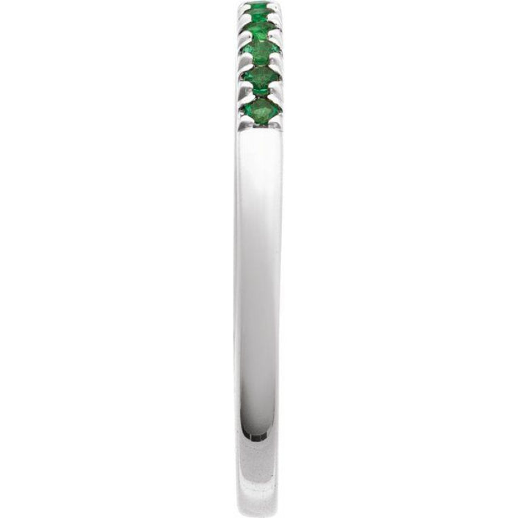 14K White Gold Lab-Grown Emerald Stackable Ring