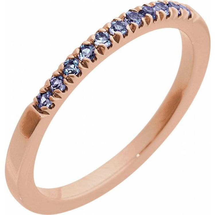 14K Rose Gold Natural Alexandrite Stackable Ring