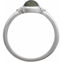 Sterling Silver Natural Moss Agate & .03 CTW Natural Diamond Ring