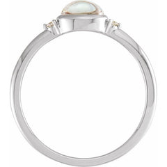 Platinum Natural Rainbow Moonstone & .03 CTW Natural Diamond Ring