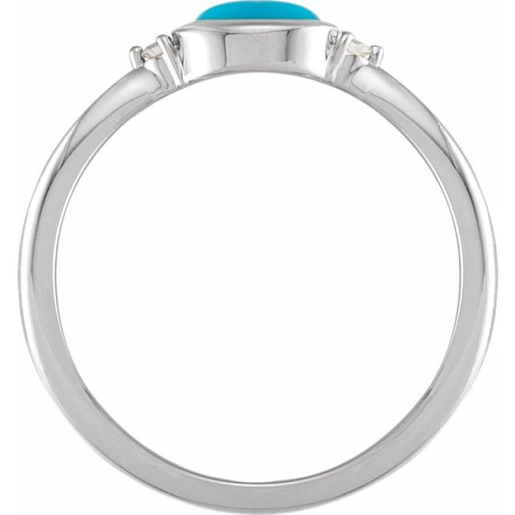 14K White Gold Natural Turquoise & .03 CTW Natural Diamond Ring