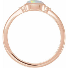14K Rose Gold Natural White Opal & .03 CTW Natural Diamond Ring