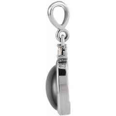 Platinum 5x3 mm Natural Black Onyx & .02 CT Natural Diamond Cabochon Pendant