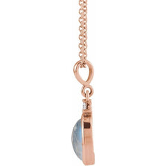 14K Rose Gold 5x3 mm Natural Rainbow Moonstone & .03 CT Natural Diamond 16-18" Necklace