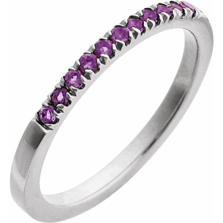 Sterling Silver Natural Amethyst Stackable Ring