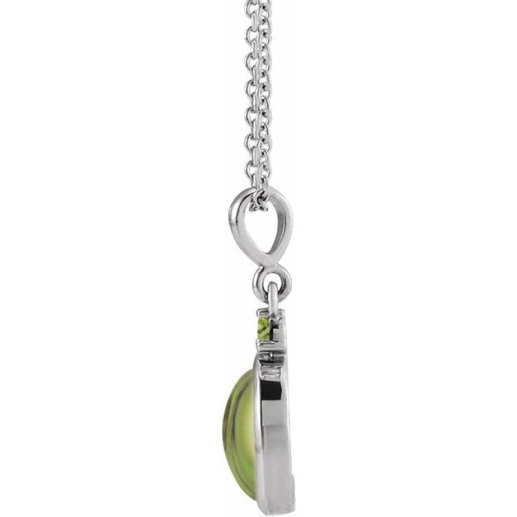 14K White Gold 6x4 mm Natural Peridot 16-18" Necklace