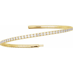 14K Yellow Gold 1 CTW Natural Diamond  Flexible Bangle 7" Bracelet