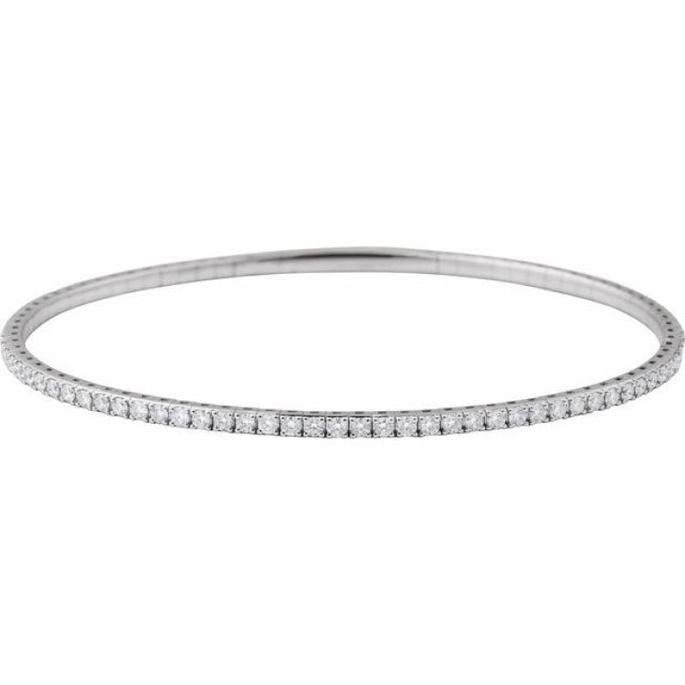 14K White Gold 2 CTW Lab-Grown Diamond  Flexible Bangle 7" Bracelet