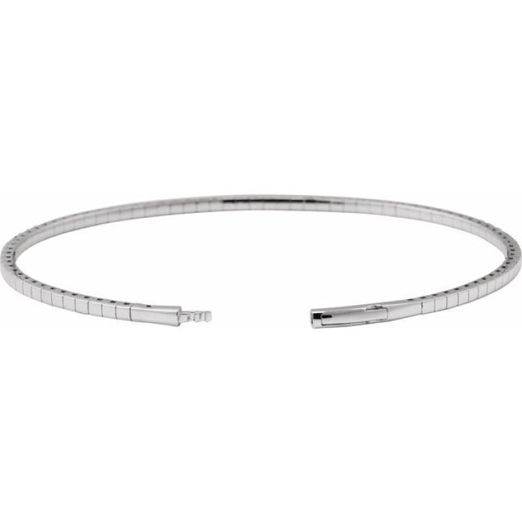 14K White Gold 2 CTW Lab-Grown Diamond  Flexible Bangle 7" Bracelet