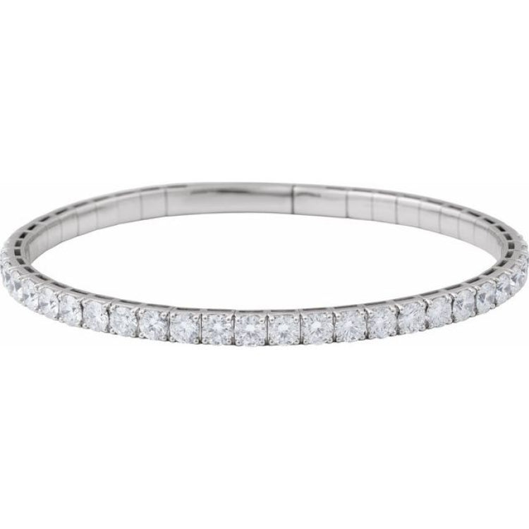 14K White Gold 4 CTW Lab-Grown Diamond  Flexible Bangle 7" Bracelet