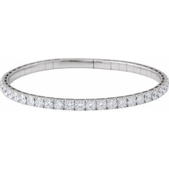 14K White Gold 4 CTW Lab-Grown Diamond  Flexible Bangle 7" Bracelet