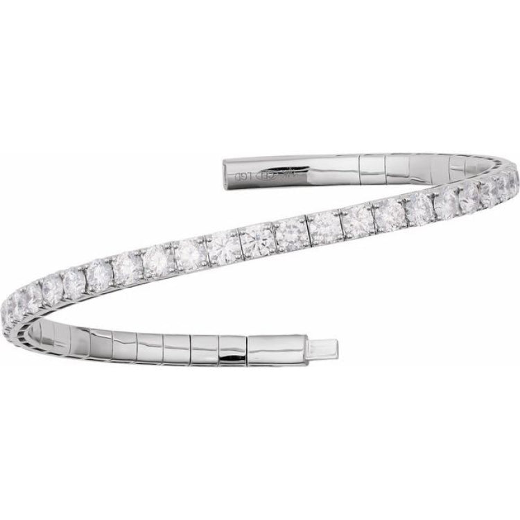 14K White Gold 4 CTW Lab-Grown Diamond  Flexible Bangle 7" Bracelet