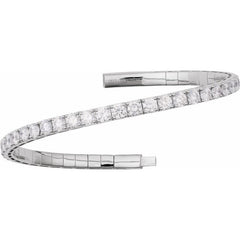 14K White Gold 4 CTW Lab-Grown Diamond  Flexible Bangle 7" Bracelet