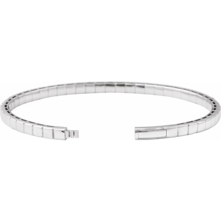 14K White Gold 4 CTW Lab-Grown Diamond  Flexible Bangle 7" Bracelet