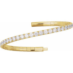 14K Yellow Gold 5 CTW Lab-Grown Diamond  Flexible Bangle 7" Bracelet