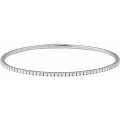 14K White Gold 2 CTW Natural Diamond Flexible Bangle 7" Bracelet