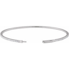 14K White Gold 2 CTW Natural Diamond Flexible Bangle 7" Bracelet