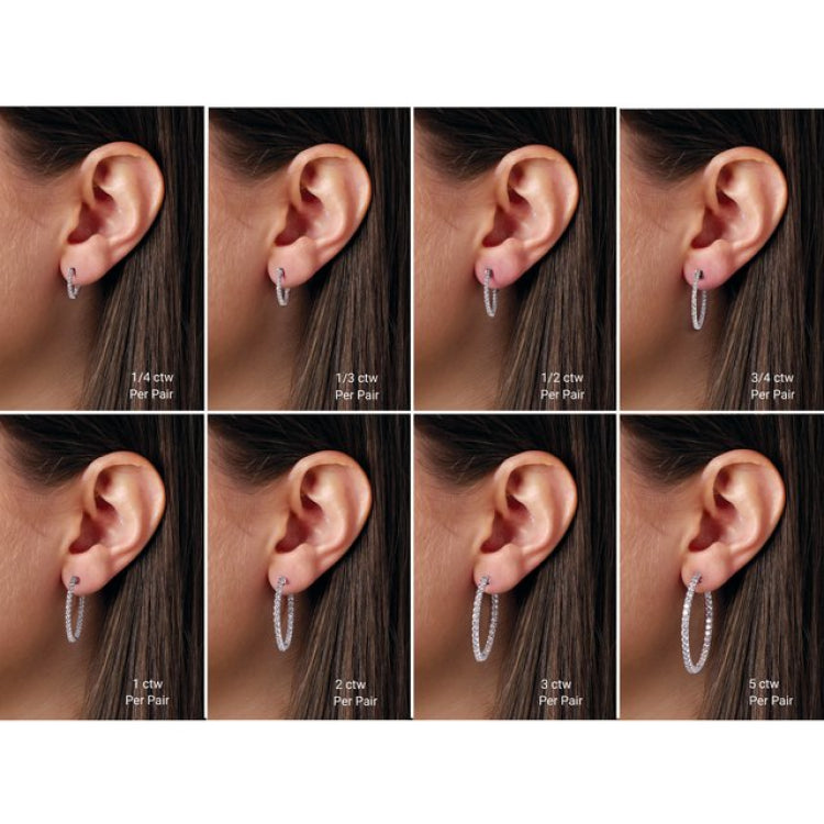 14K Rose Gold 1/2 CTW Lab-Grown Diamond Inside-Outside 19 mm Hinged Hoop Earrings