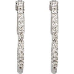 14K White Gold 3/4 CTW Lab-Grown Diamond Inside-Outside 23 mm Hinged Hoop Earrings