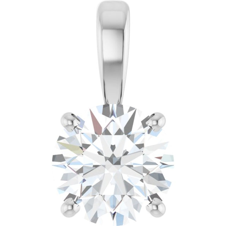 14K White Gold 1 CT Natural Diamond Pendant