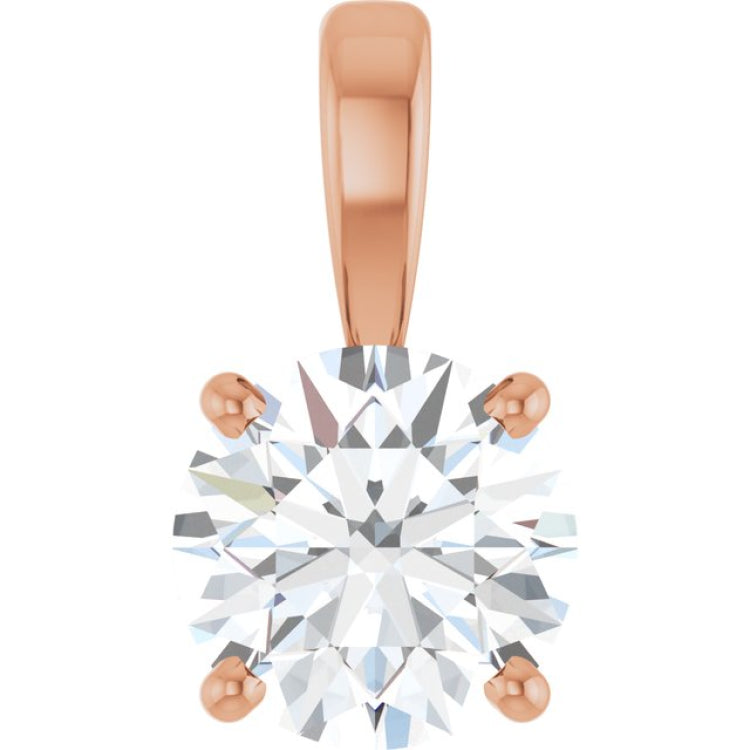 14K Rose Gold 1 CT Natural Diamond Pendant
