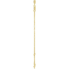 14K Yellow Gold Natural White Sapphire Bezel-Set 3-Stone 6 1/2-7 1/2" Bracelet