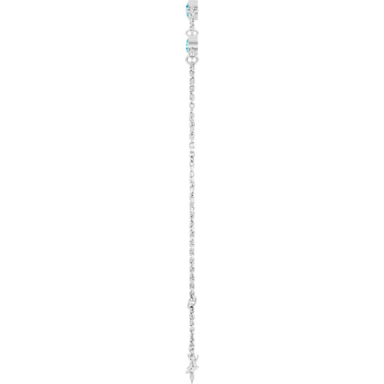 14K White Gold Natural Aquamarine Bezel-Set 3-Stone 6 1/2-7 1/2" Bracelet