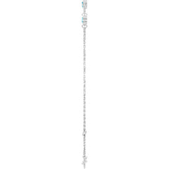 14K White Gold Natural Aquamarine Bezel-Set Three-Stone 6 1/2-7 1/2" Bracelet