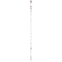 14K White Gold Natural Pink Tourmaline Bezel-Set 3-Stone 6 1/2-7 1/2" Bracelet