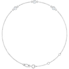 14K White Gold Natural White Sapphire Bezel-Set 3-Stone 6 1/2-7 1/2" Bracelet