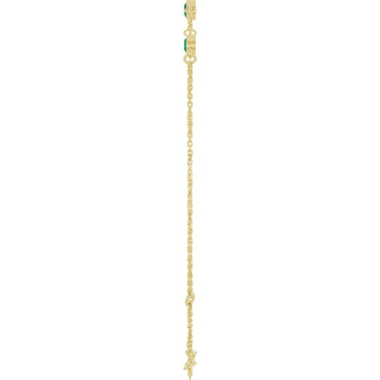 14K Yellow Gold Natural Emerald Bezel-Set 3-Stone 6 1/2-7 1/2" Bracelet
