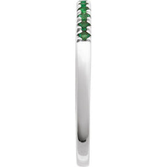 14K White Gold Natural Emerald Stackable Ring