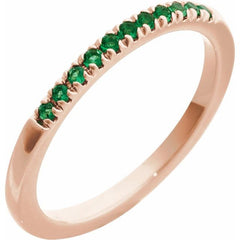 14K Rose Gold Natural Emerald Stackable Ring
