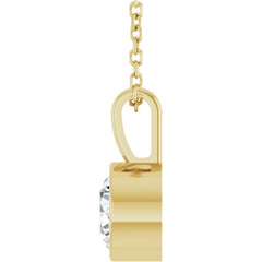 14K Yellow Gold 3/4 CT Natural Diamond Bezel-Set Solitaire 16-18" Necklace