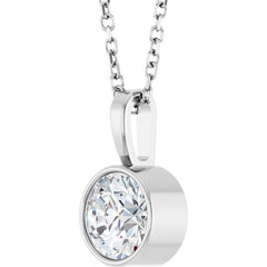 Sterling Silver 3/4 CT Natural Diamond Bezel-Set Solitaire 16-18" Necklace
