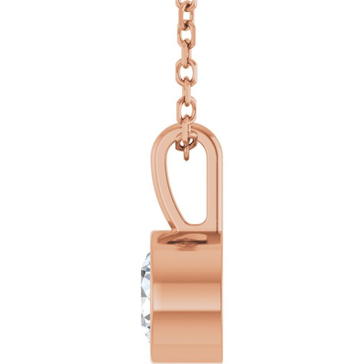 14K Rose Gold 1/2 CT Lab-Grown Diamond Bezel-Set Solitaire 16-18" Necklace