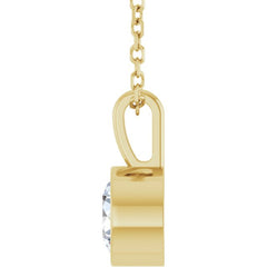 14K Yellow Gold 5/8 CT Lab-Grown Diamond Bezel-Set Solitaire 16-18" Necklace