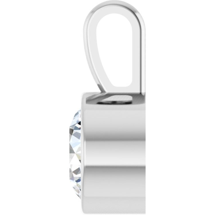 Sterling Silver 3/4 CT Natural Diamond Bezel-Set Solitaire Pendant