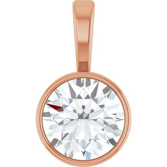 14K Rose Gold 3/4 CT Natural Diamond Bezel-Set Solitaire Pendant