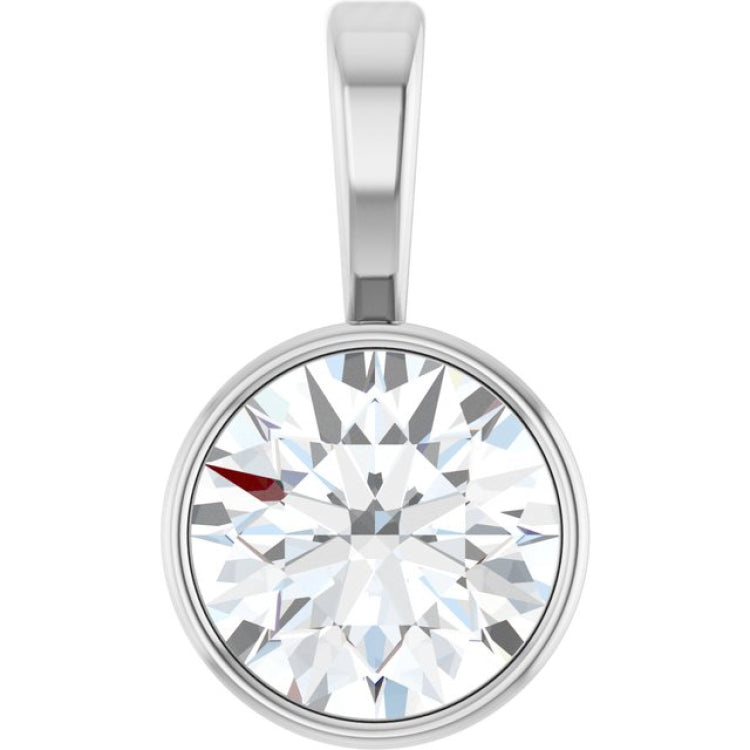 Sterling Silver 5/8 CT Lab-Grown Diamond Bezel-Set Solitaire Pendant