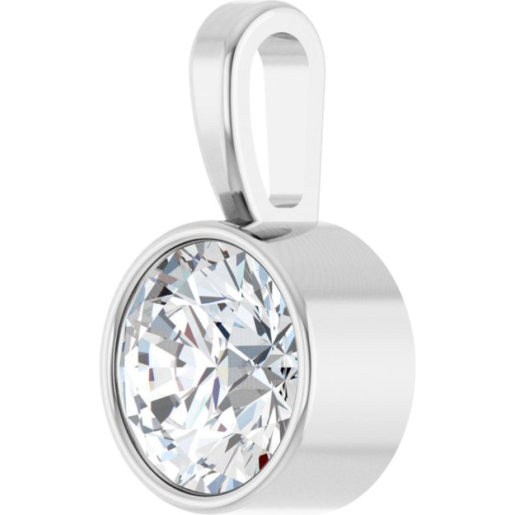 Sterling Silver 5/8 CT Lab-Grown Diamond Bezel-Set Solitaire Pendant