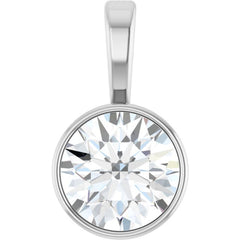 Platinum 9/10 CT Lab-Grown Diamond Bezel-Set Solitaire Pendant